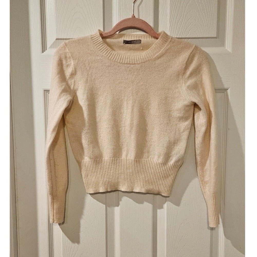 J Crew 100% Cashmere Cropped Fit Sweater Womens Small Oatmeal Beige - Picture 2 of 8